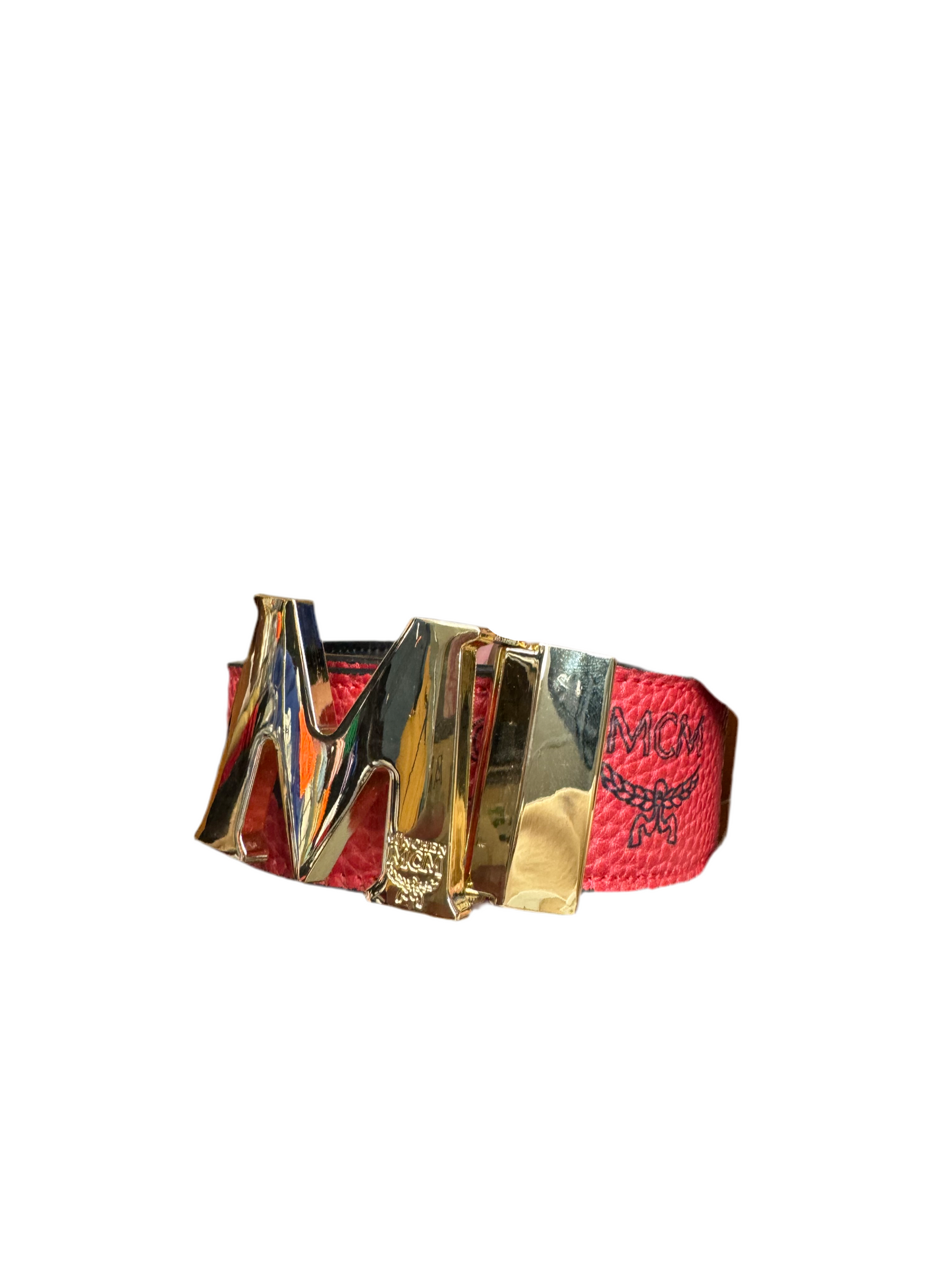 MCM Red Leather Belt