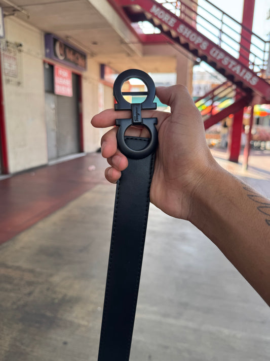 Ferragamo Black Leather Belt