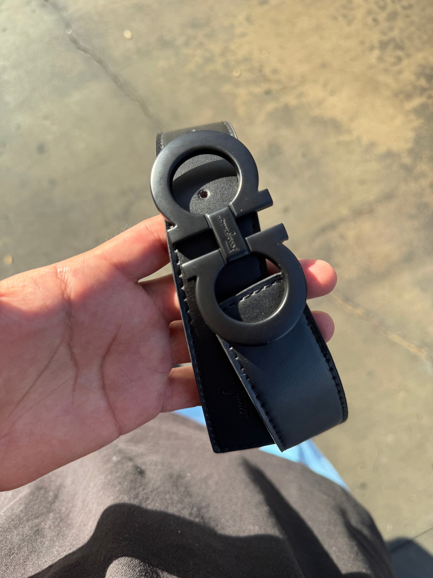 Ferragamo Black Leather Belt